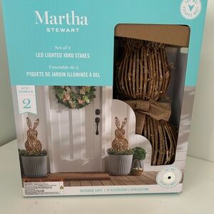 Martha Stewart LED Lighted Yard Stakes - Brown Easter Bunny Set of 2 Viral Decor